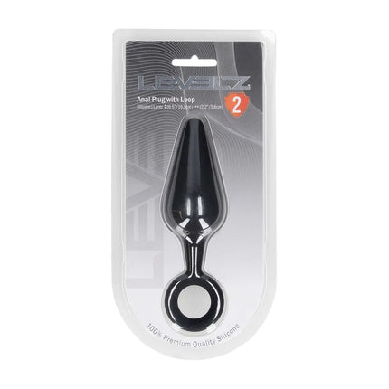 LEVELZ Silicone Large Anal Plug with Loop - Black