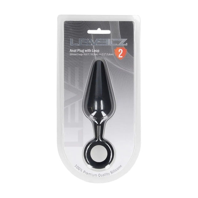 LEVELZ Silicone Large Anal Plug with Loop - Black