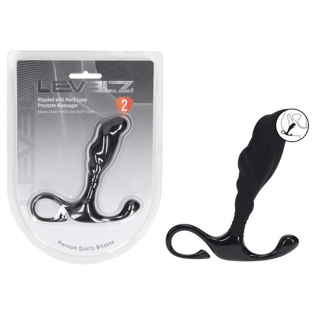 LEVELZ Rippled with Hard Loop Small Prostate Massager - Black