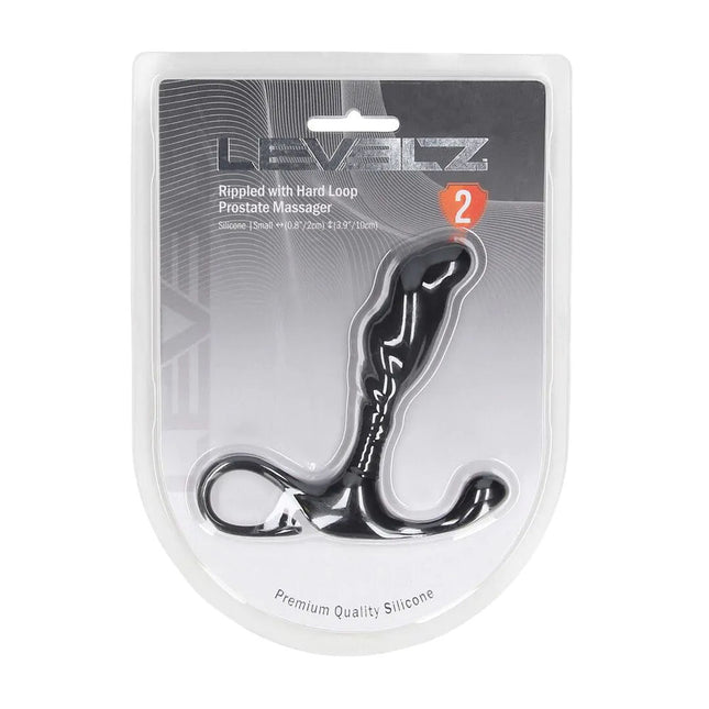 LEVELZ Rippled with Hard Loop Small Prostate Massager - Black