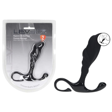 LEVELZ Rippled with Hard Loop Black Medium Prostate Massager