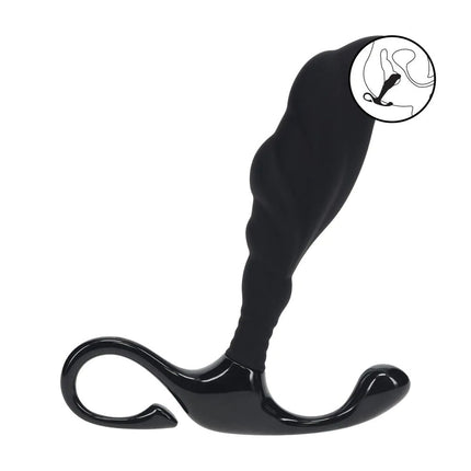 LEVELZ Rippled with Hard Loop Black Medium Prostate Massager