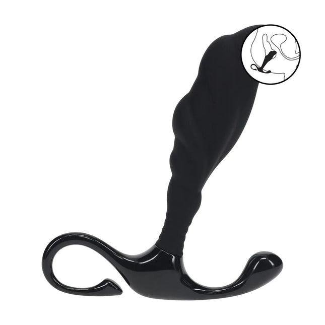 LEVELZ Rippled with Hard Loop Black Medium Prostate Massager