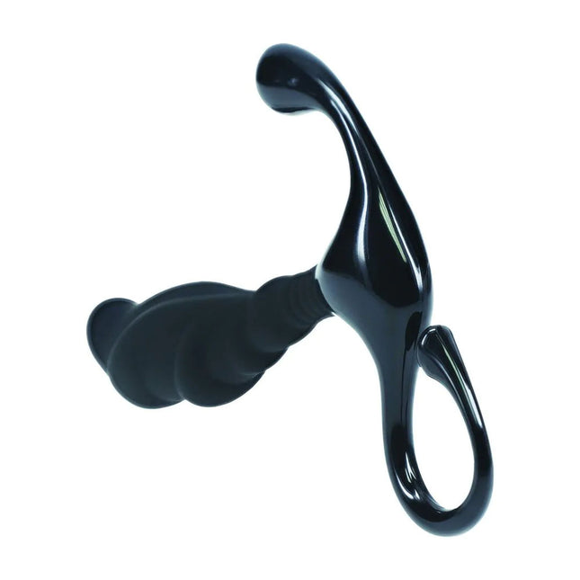 LEVELZ Rippled with Hard Loop Black Medium Prostate Massager