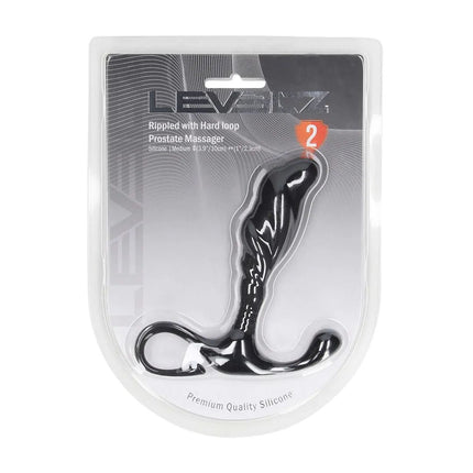LEVELZ Rippled with Hard Loop Black Medium Prostate Massager