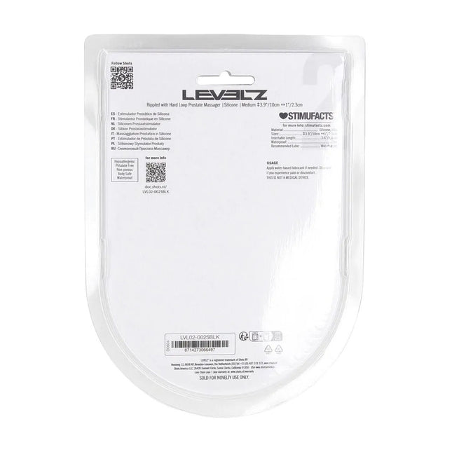 LEVELZ Rippled with Hard Loop Black Medium Prostate Massager