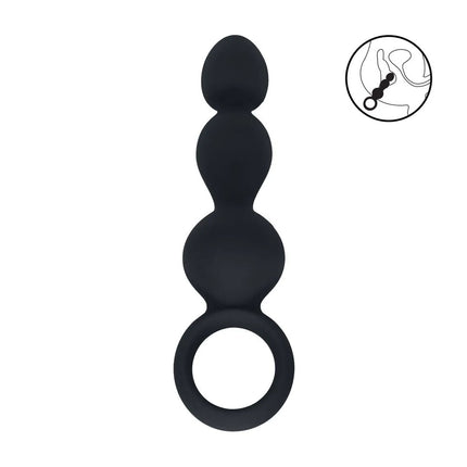 LEVELZ Beaded Silicone Anal Probe with Loop - Black