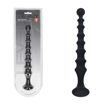 LEVELZ Ribbed Silicone Flared Anal Probe - Black