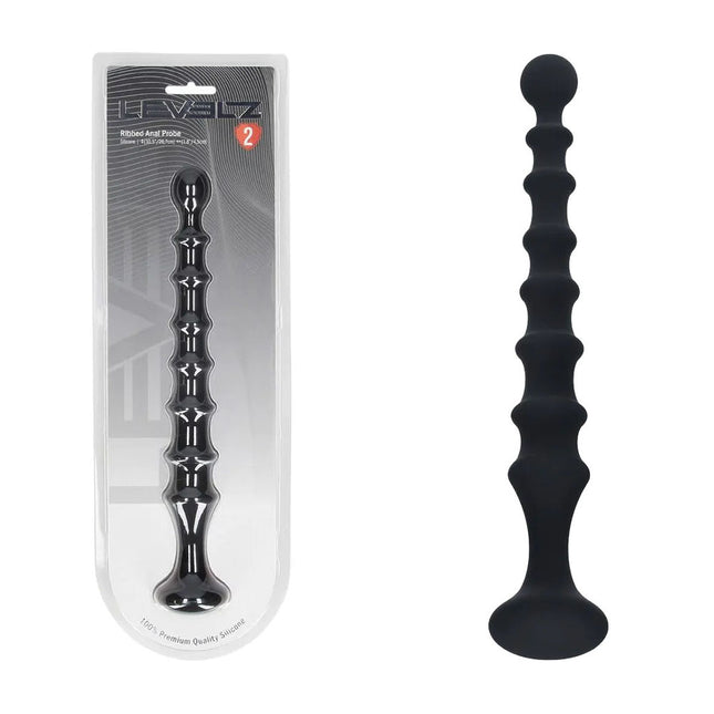 LEVELZ Ribbed Silicone Flared Anal Probe - Black
