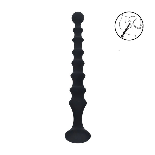LEVELZ Ribbed Silicone Flared Anal Probe - Black