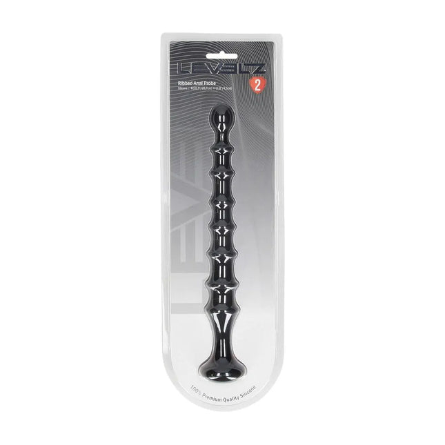 LEVELZ Ribbed Silicone Flared Anal Probe - Black