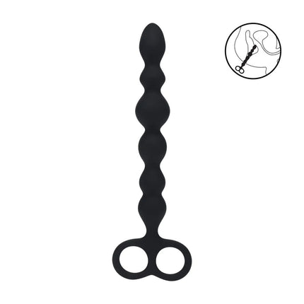 LEVELZ Beaded Silicone Anal Probe with Double Loop - Black