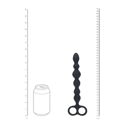 LEVELZ Beaded Silicone Anal Probe with Double Loop - Black