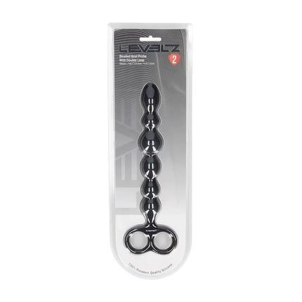 LEVELZ Beaded Silicone Anal Probe with Double Loop - Black