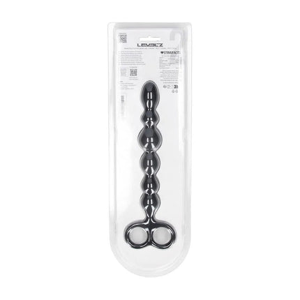 LEVELZ Beaded Silicone Anal Probe with Double Loop - Black