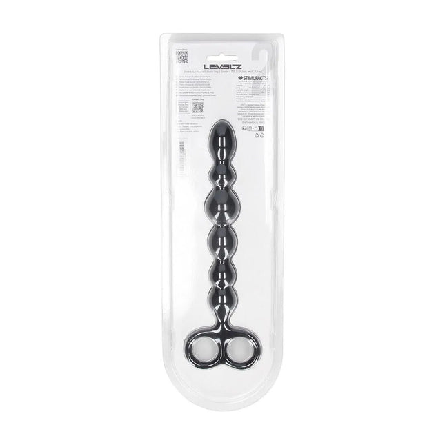 LEVELZ Beaded Silicone Anal Probe with Double Loop - Black