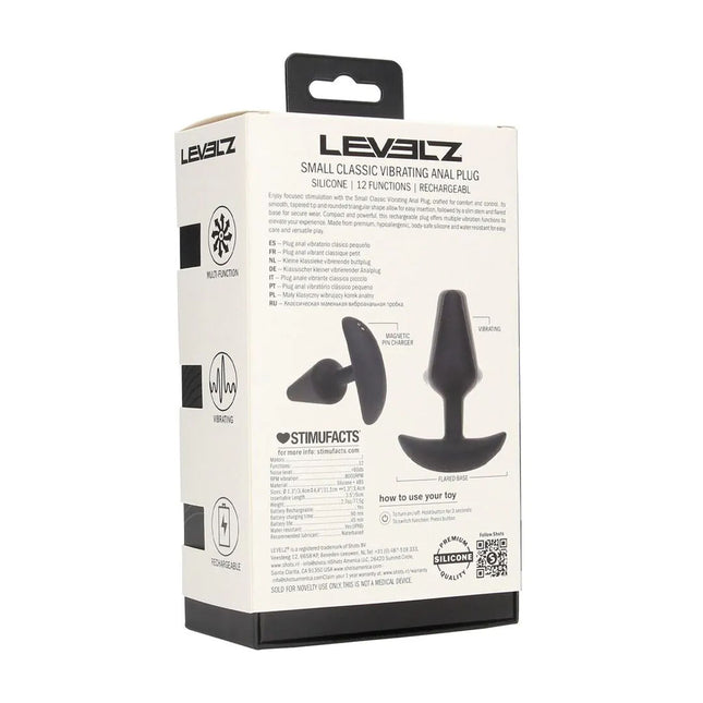 LEVELZ Classic Vibrating Silicone Small Anal Plug - Black