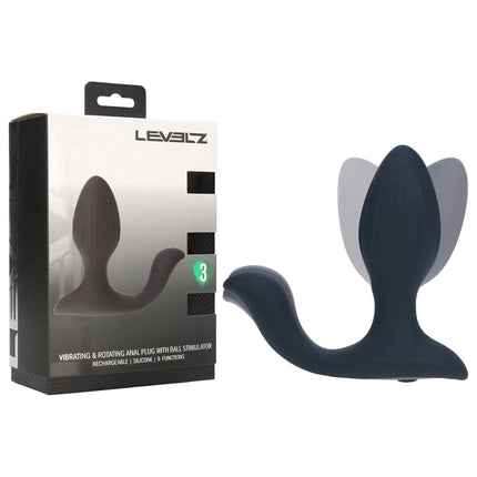 LEVELZ Vibrating & Rotating Anal Plug with Ball Stimulator - Black