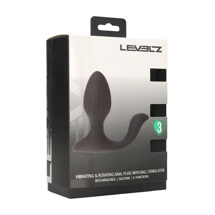 LEVELZ Vibrating & Rotating Anal Plug with Ball Stimulator - Black