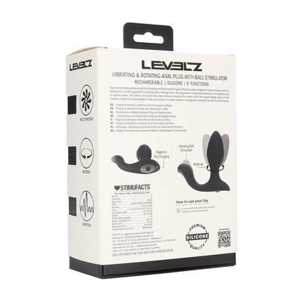 LEVELZ Vibrating & Rotating Anal Plug with Ball Stimulator - Black
