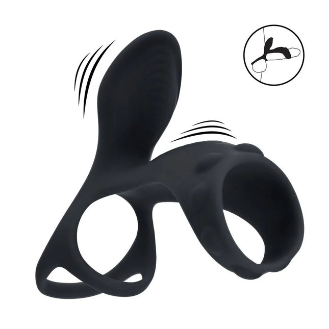 LEVELZ Vibrating Cock & Ball Ring with Shaft Loop - Black