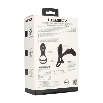 LEVELZ Vibrating Cock & Ball Ring with Shaft Loop - Black