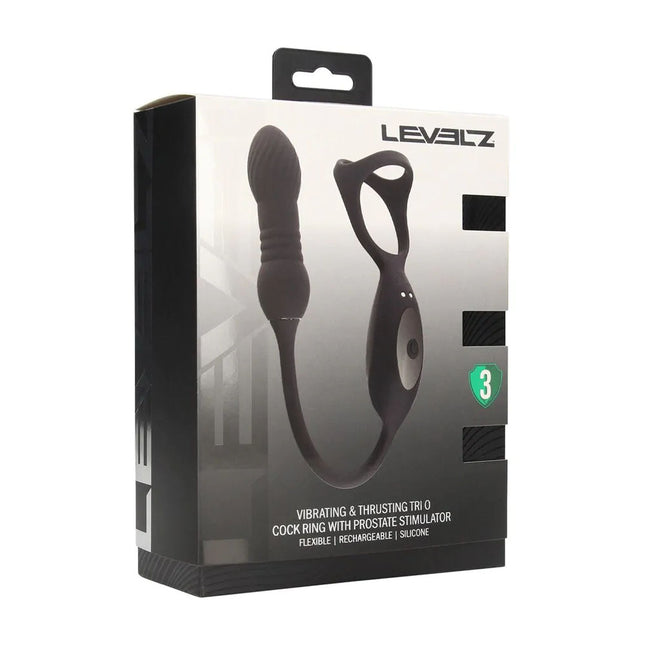 LEVELZ Vibrating & Thrusting TriO Cock Ring with Prostate Stimulator - Black