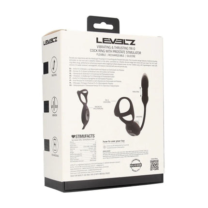 LEVELZ Vibrating & Thrusting TriO Cock Ring with Prostate Stimulator - Black