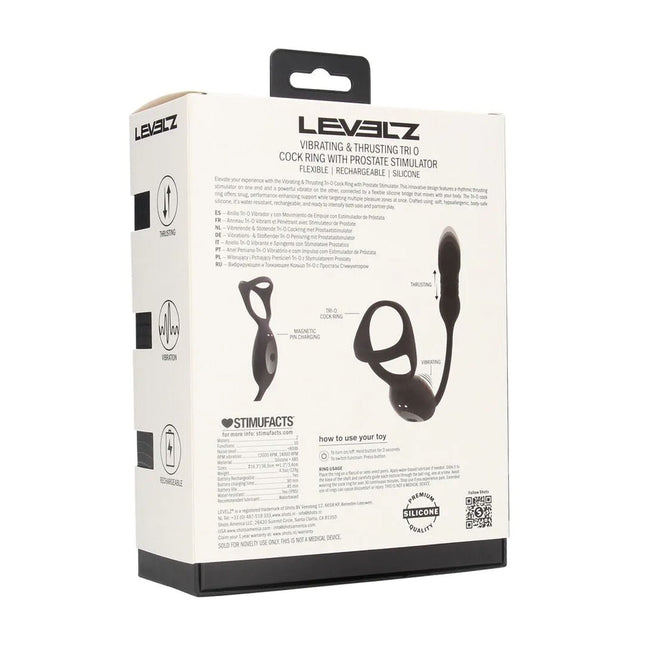 LEVELZ Vibrating & Thrusting TriO Cock Ring with Prostate Stimulator - Black