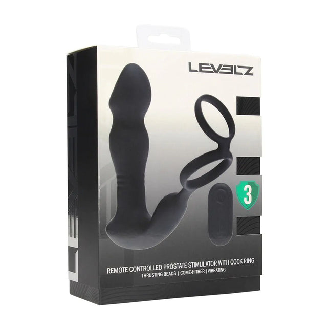 LEVELZ Remote Controlled Prostate Stimulator with Cock Ring - Black
