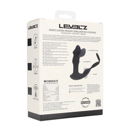 LEVELZ Remote Controlled Prostate Stimulator with Cock Ring - Black
