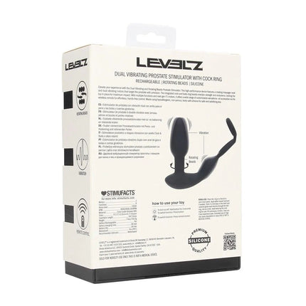 LEVELZ Dual Vibrating Prostate Stimulator with Cock Ring - Black