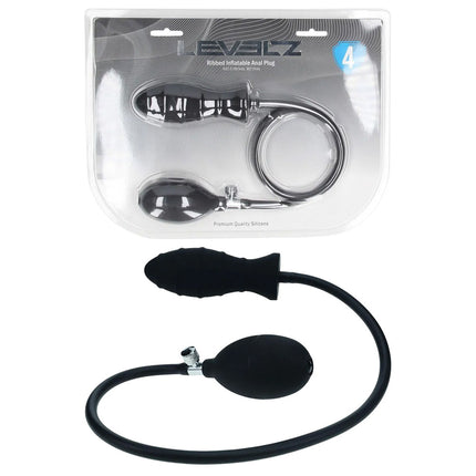 LEVELZ Ribbed Inflatable Anal Plug - Black