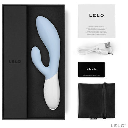 Lelo Ina 3 Light Blue Rabbit Vibrator Sex Toy and Charging Case
