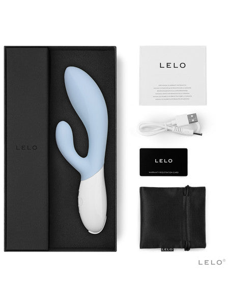 Lelo Ina 3 Light Blue Rabbit Vibrator Sex Toy and Charging Case