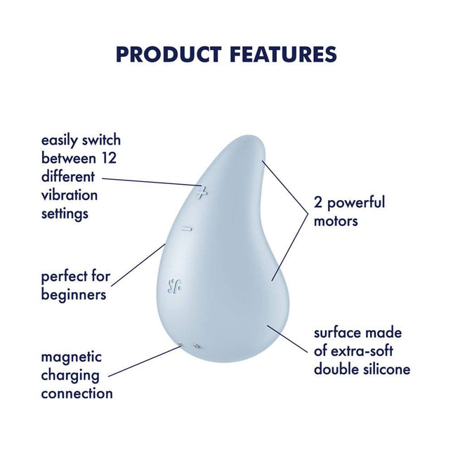 Light Blue Satisfyer Dew Drop Vibrator Product Features