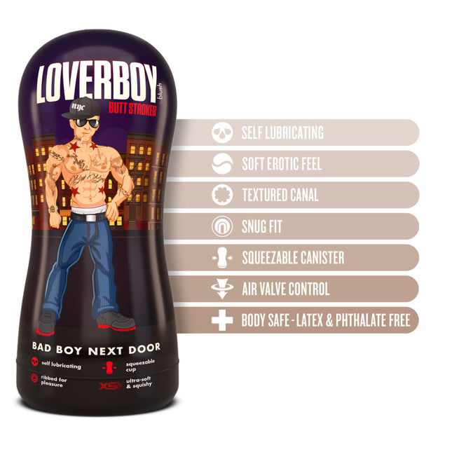 Loverboy Bad Boy Next Door - Flesh Male Ass Stroker Masturbator Cup Product Features