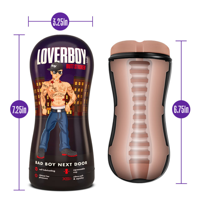 Loverboy Bad Boy Next Door - Flesh Male Ass Stroker Size Chart