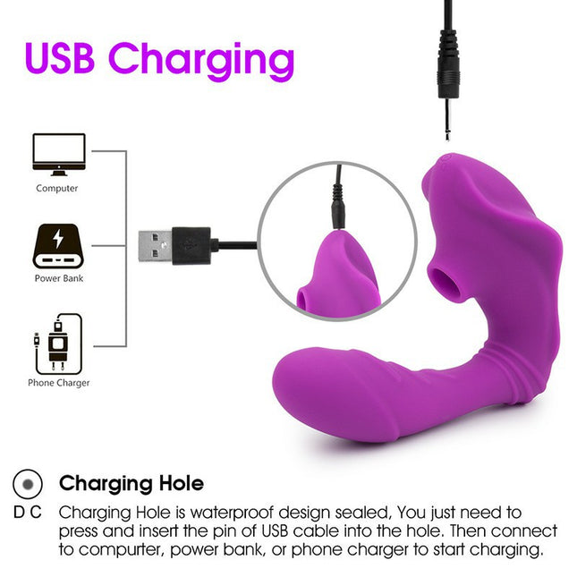 Luxury G Spot & Clitoris Suction Vibrator USB Charging Diagram
