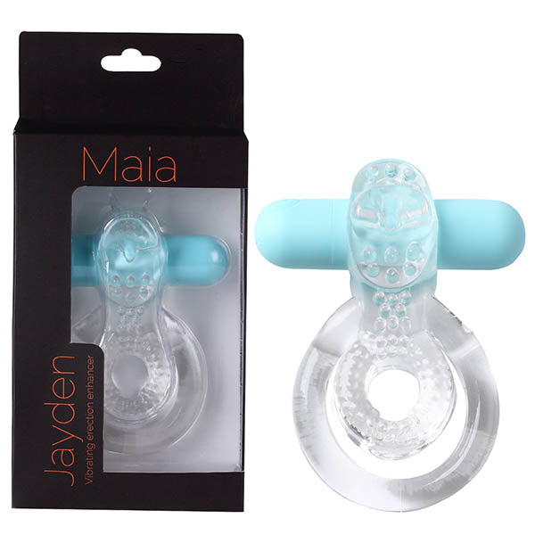 Maia Jayden Clear/Blue Vibrating Cock & Ball Rings