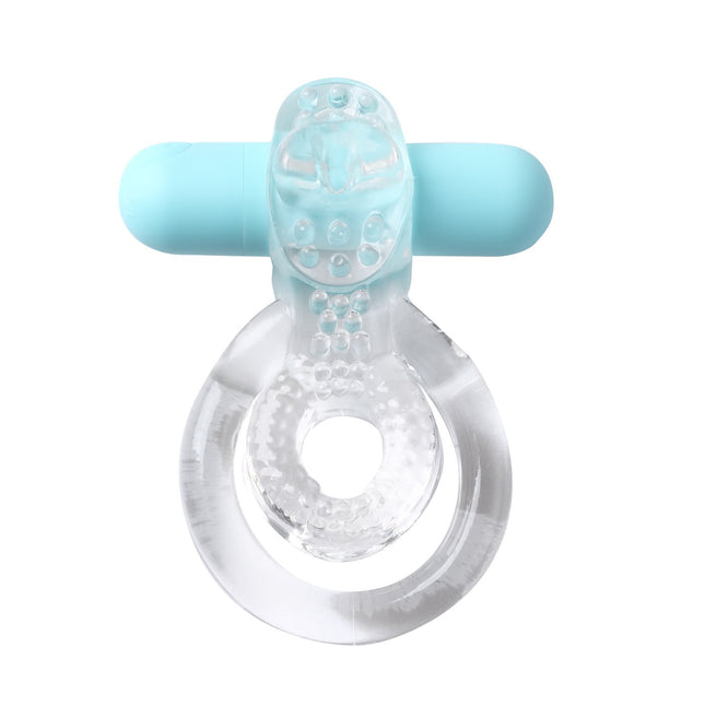 Maia Jayden Clear/Blue Vibrating Cock & Ball Rings