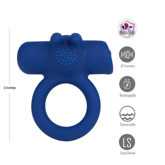 Maia HUXLEY Blue Strong Vibrating Cock Ring