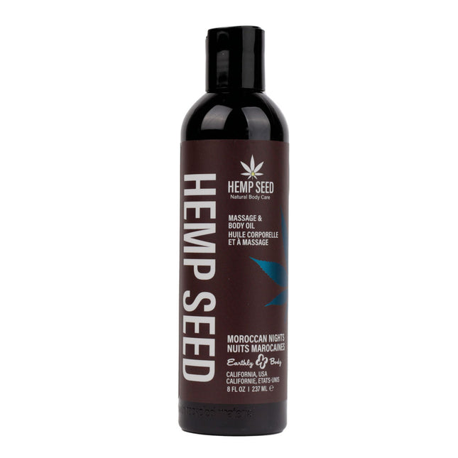 Hemp Seed Massage & Body Oil - Moroccan Nights (Earthy & Spicy-Sensual) - 237ml Bottle