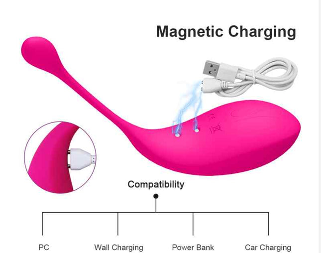 Magnetic Rechargeable Pink Love Egg Vibrator
