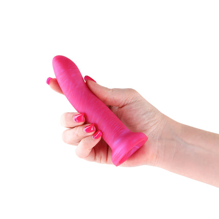 hand holding Royals Charlie 5 Inch Pink Dildo