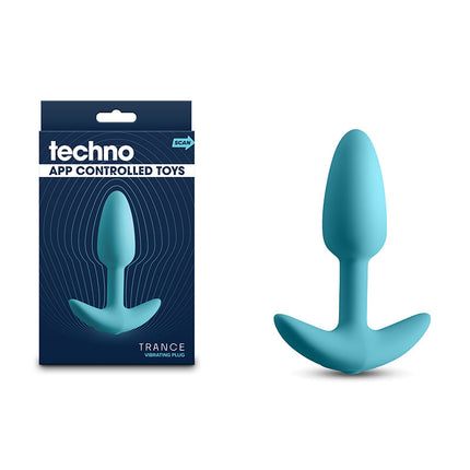 Techno Trance Blue Vibrating Plug with App Control