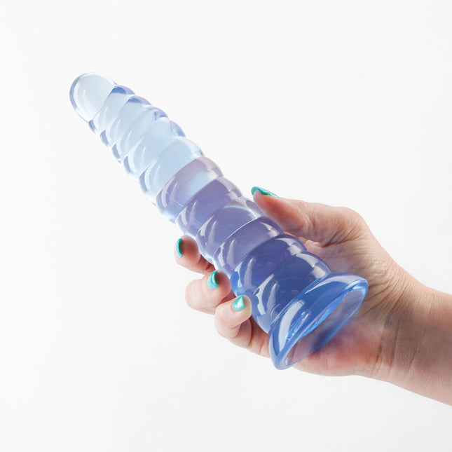 Hand Holding Fantasia Nymph 6 Inch Blue Dildo