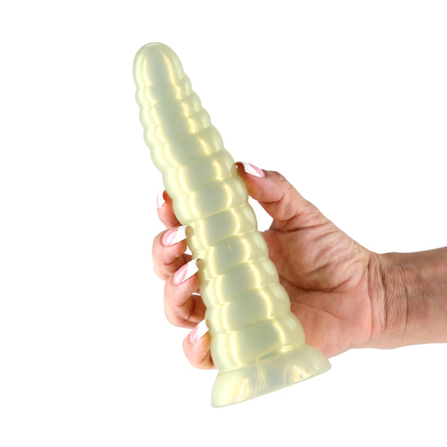 Hand Holding Fantasia Nymph Amber 7.5 Inch Dildo