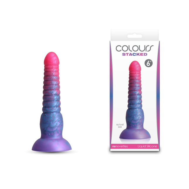 Colours Stacked Pink/Blue 6 Inch Fantasy Dildo with case