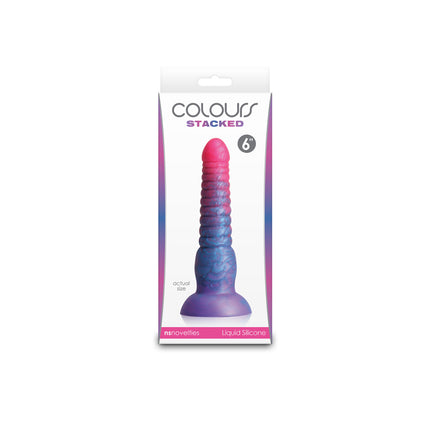 Box of Colours Stacked Pink/Blue 6 Inch Fantasy Dildo